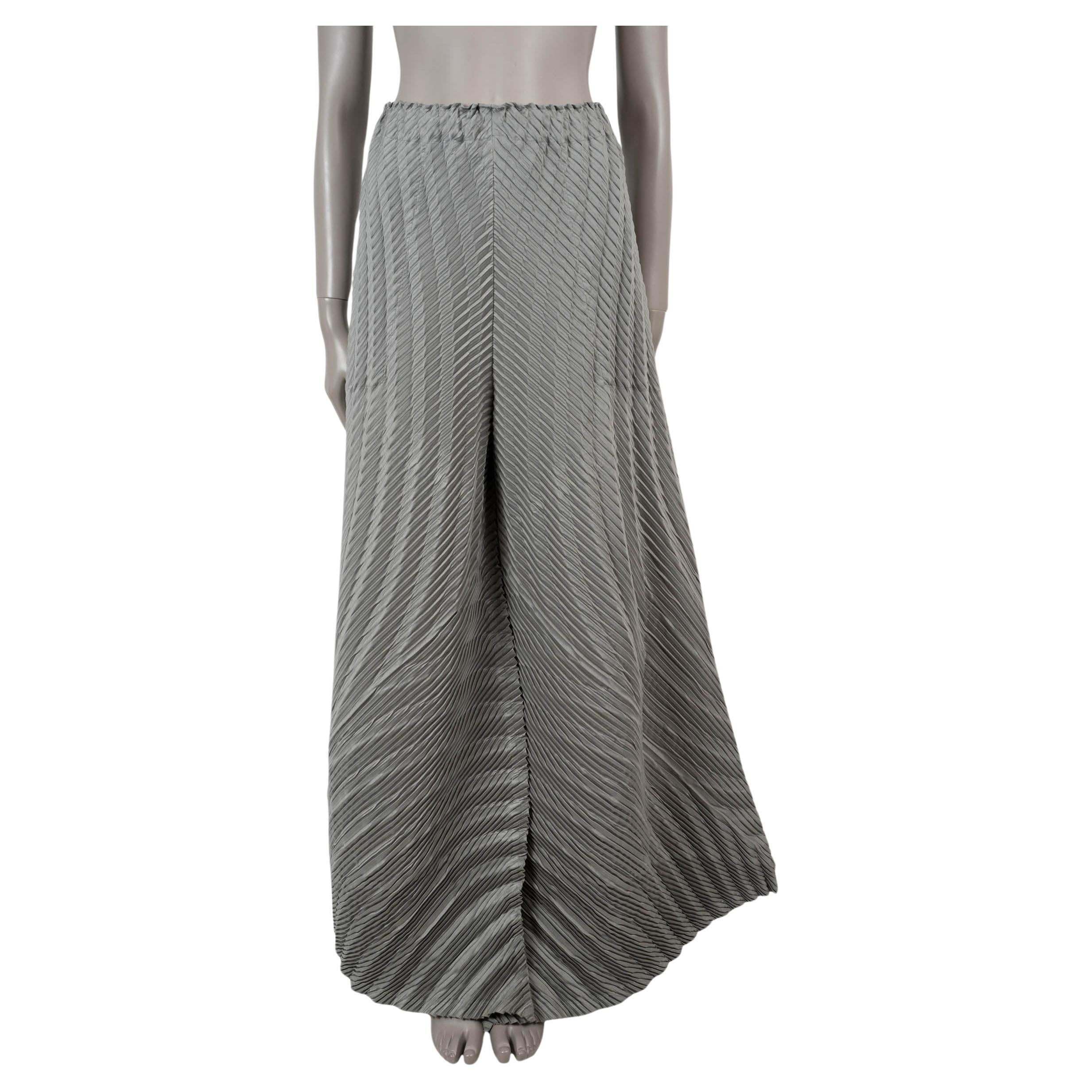 ISSEY MIYAKE pale sage polyester 2023 PLEATED WIDE LEG Pants 2 M in vendita
