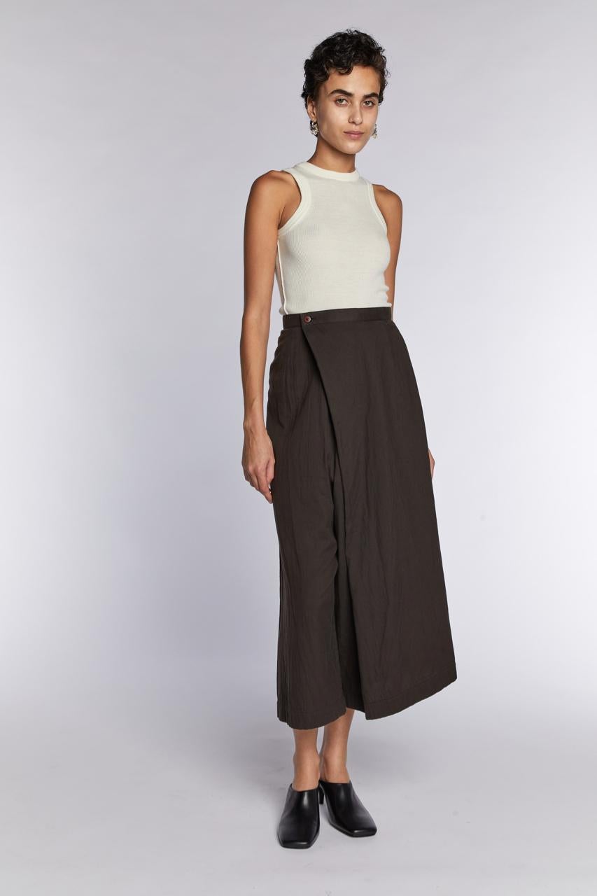 Black Issey Miyake Permenante Cotton Wrap Trousers 1980s For Sale
