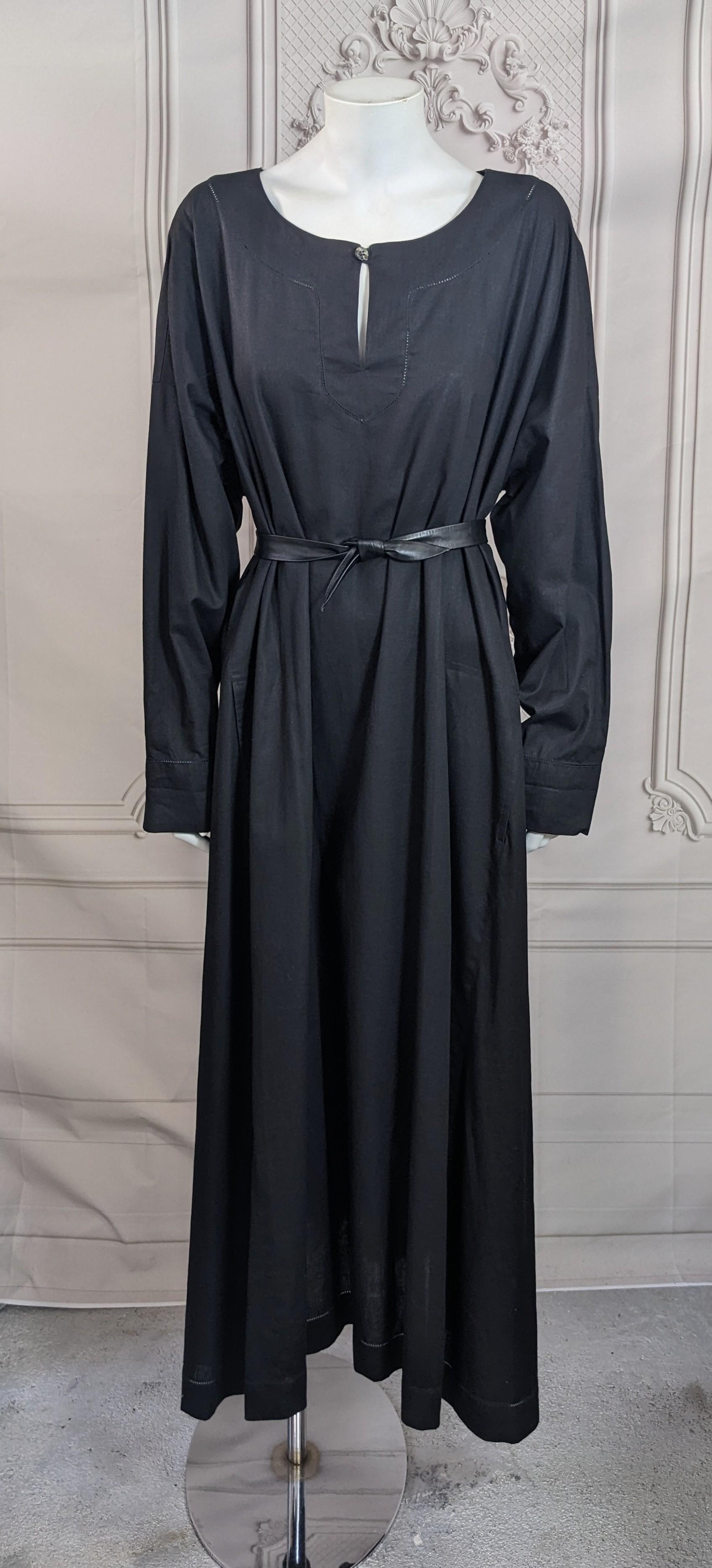 Issey Miyake Plantation, Black Linen Cotton Long Tunic Dress For Sale 6