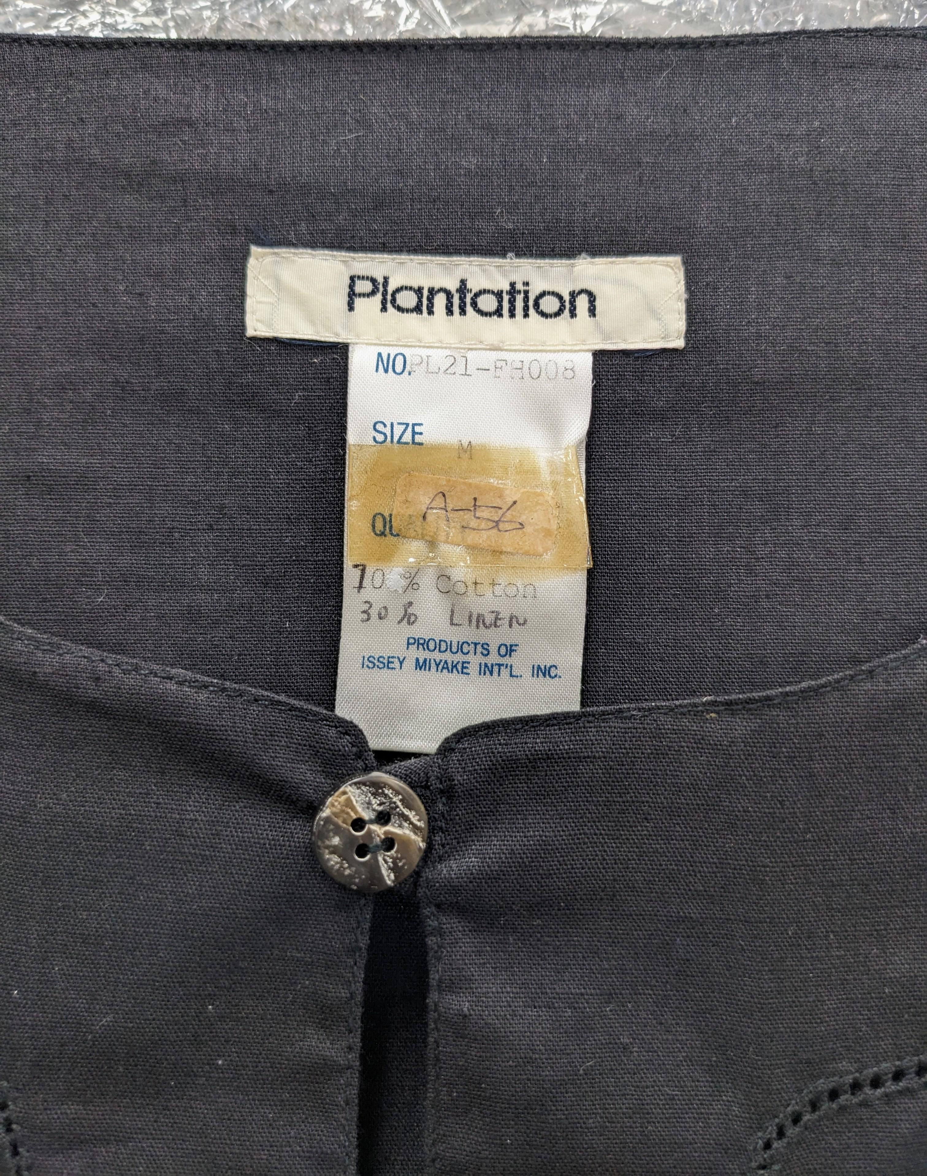 Issey Miyake Plantation, Black Linen Cotton Long Tunic Dress For Sale 8