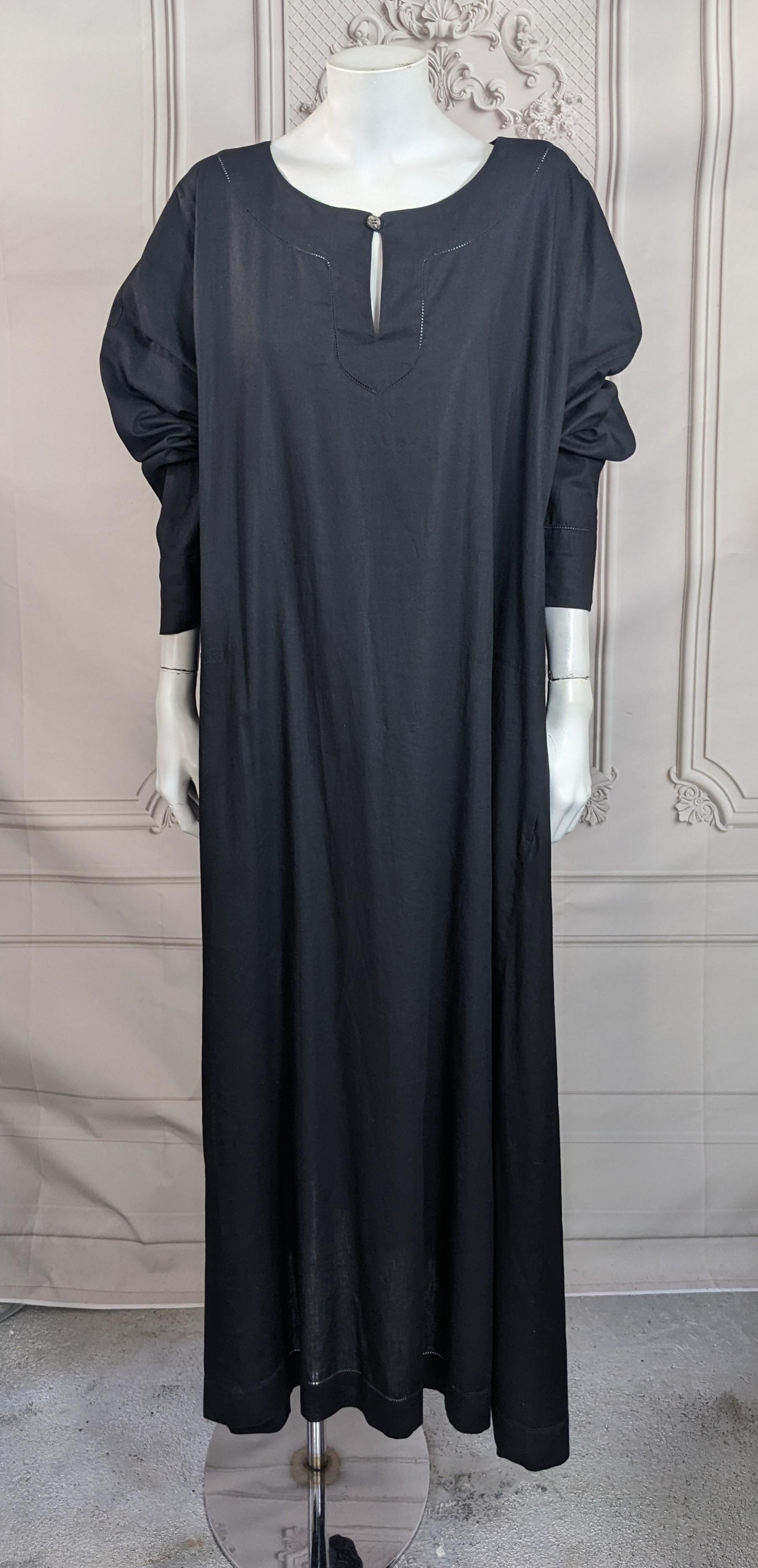 Issey Miyake Plantation, Black Linen Cotton Long Tunic Dress In Excellent Condition For Sale In New York, NY
