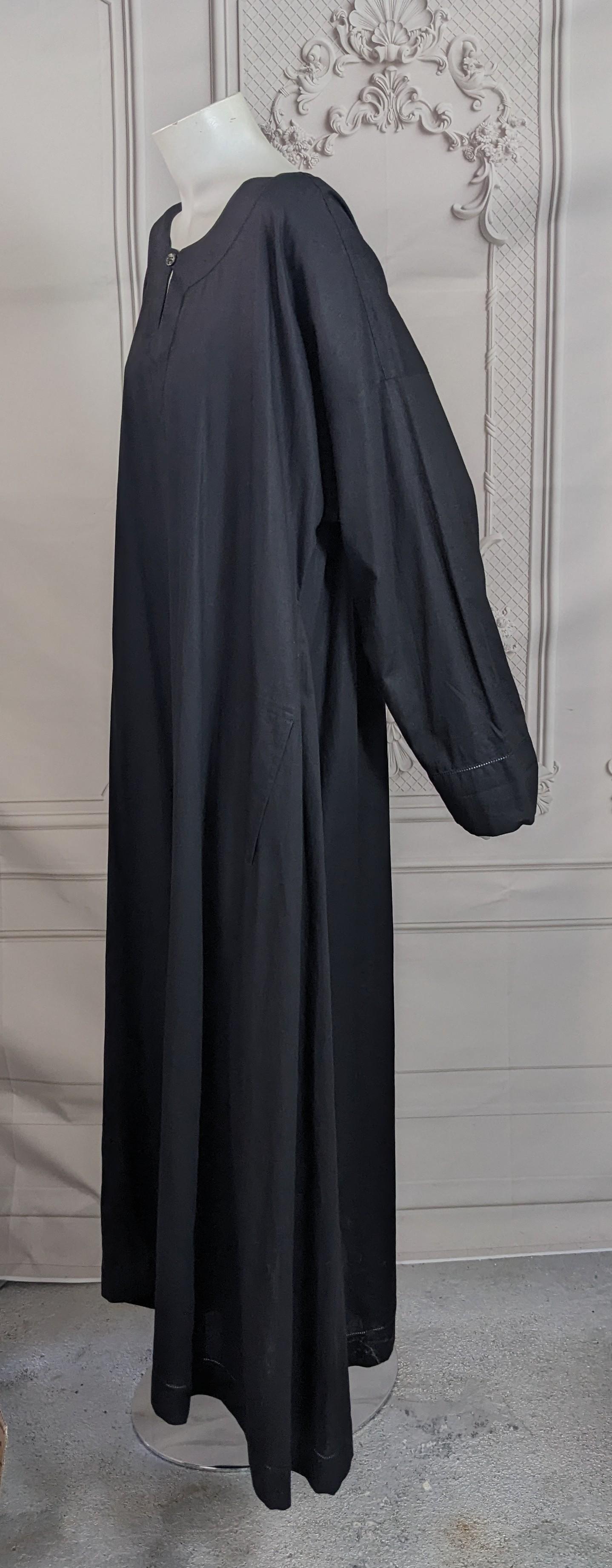 Issey Miyake Plantation, Black Linen Cotton Long Tunic Dress For Sale 1