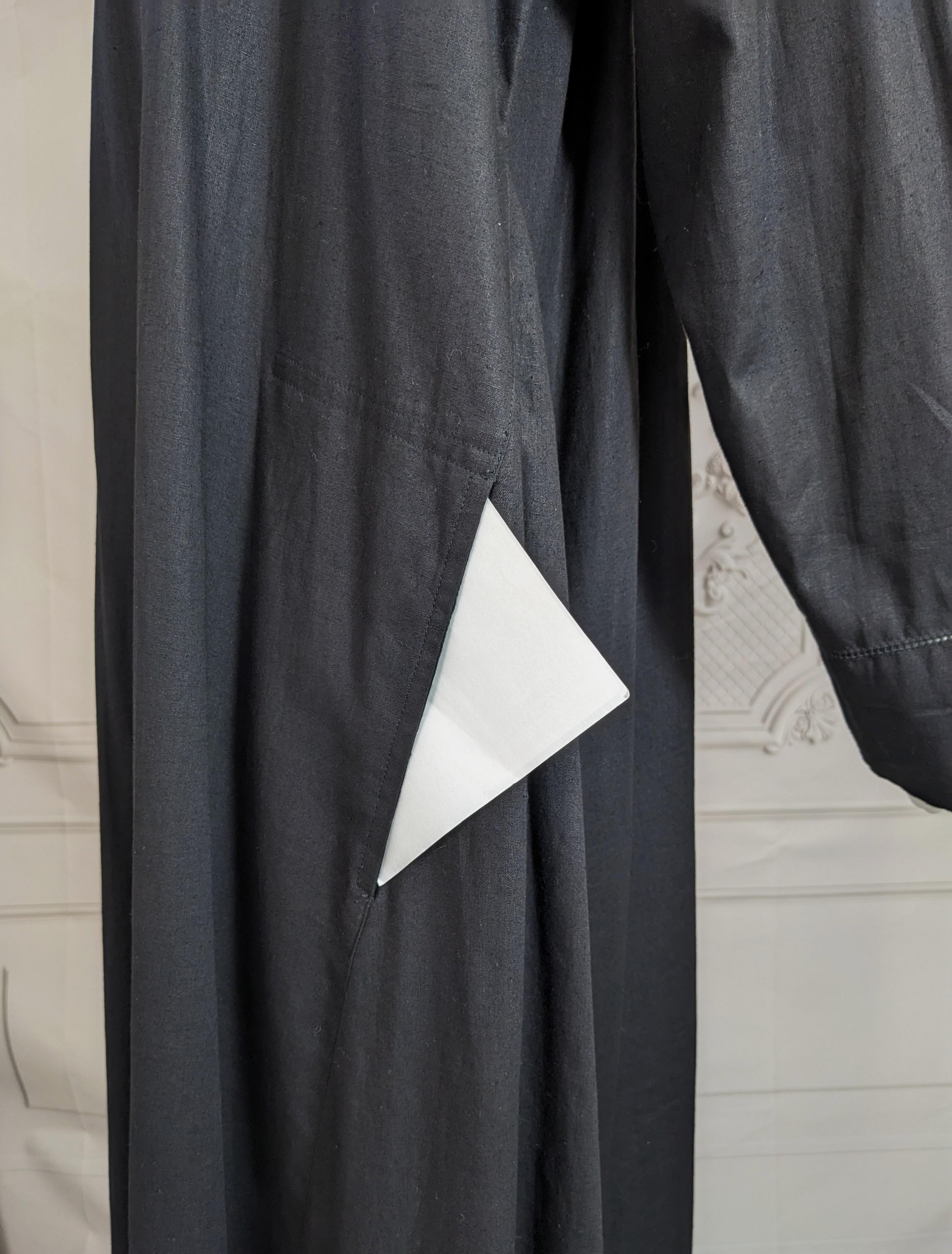 Issey Miyake Plantation, Black Linen Cotton Long Tunic Dress For Sale 2