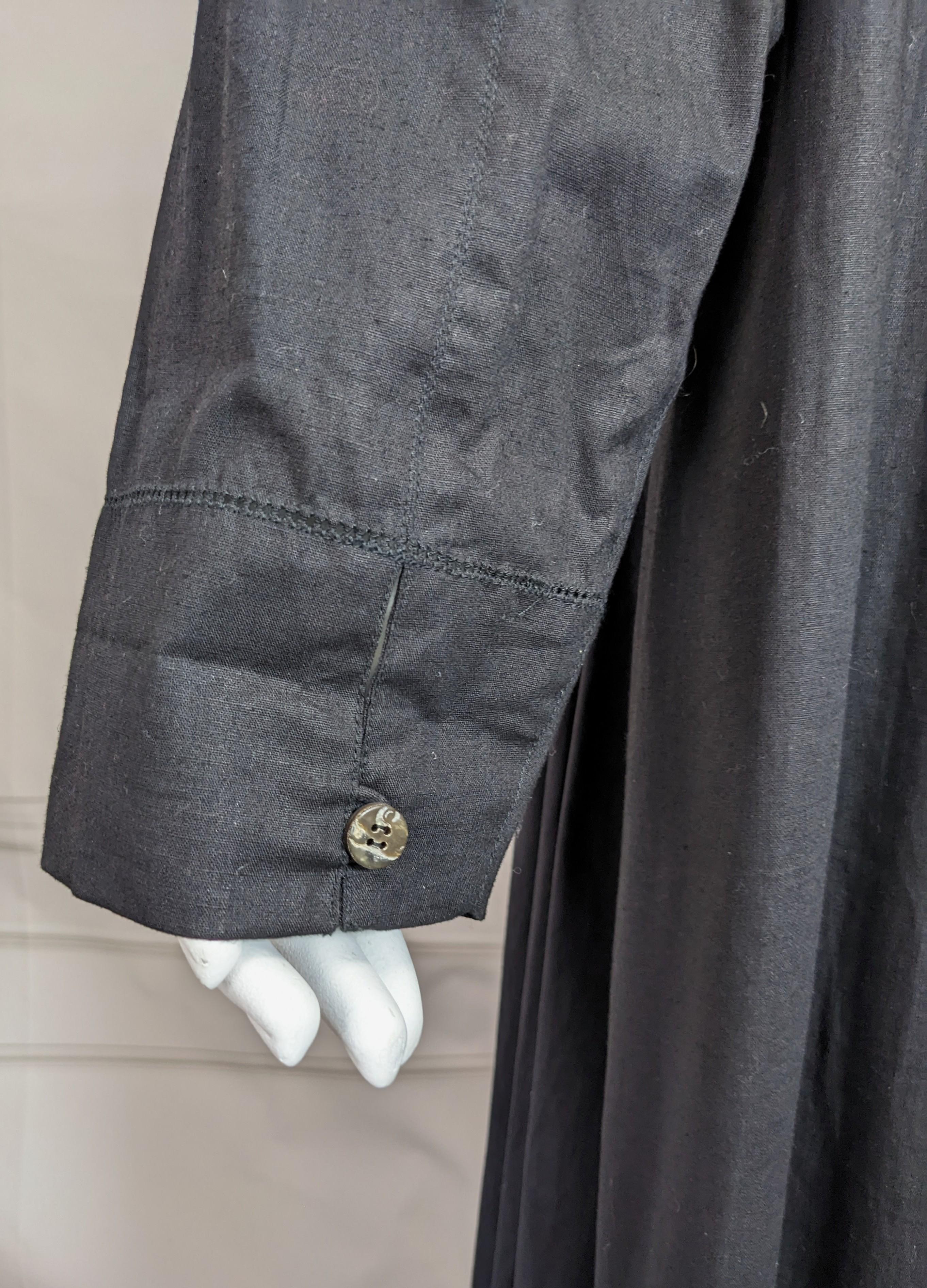 Issey Miyake Plantation, Black Linen Cotton Long Tunic Dress For Sale 3