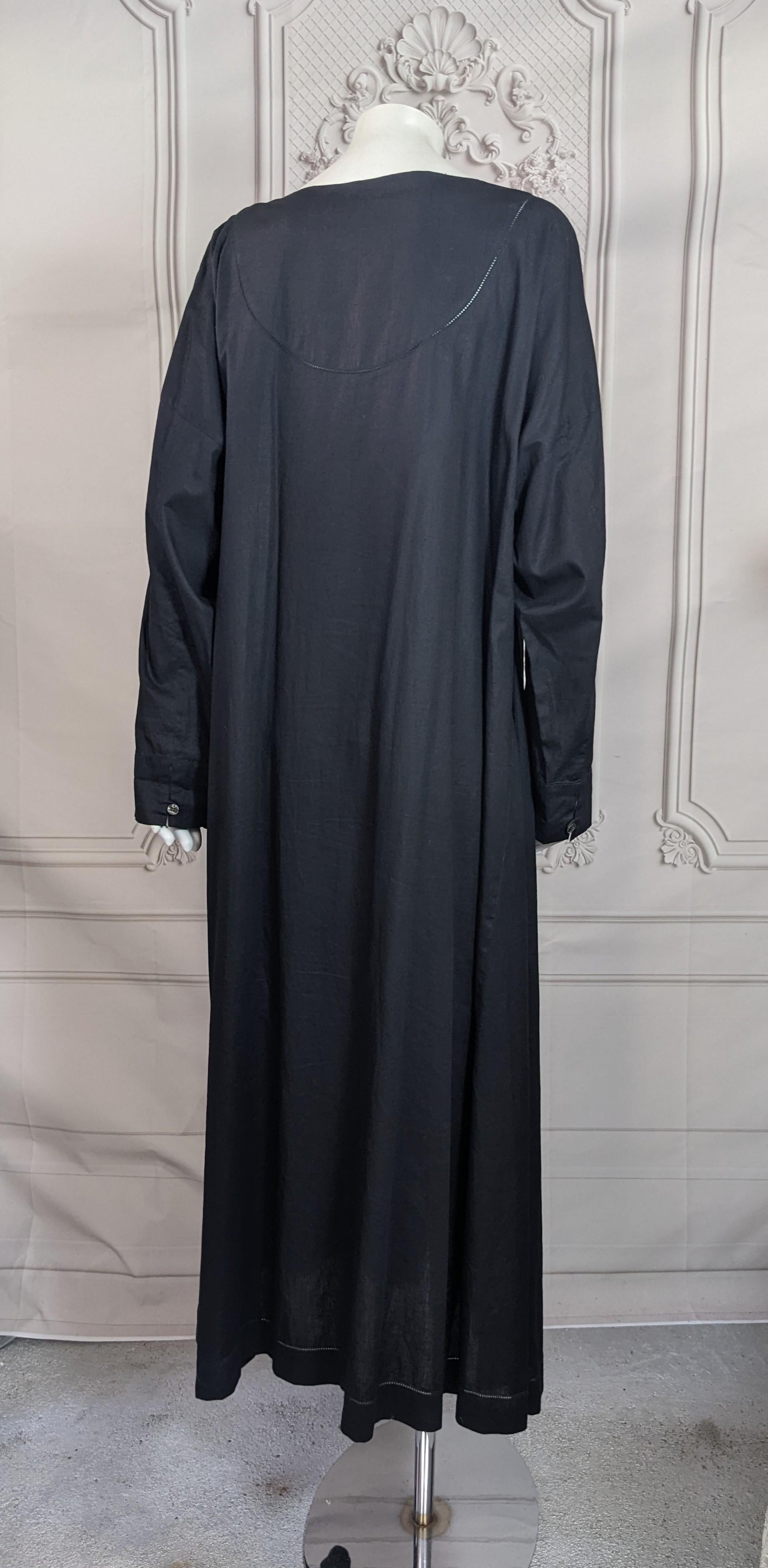 Issey Miyake Plantation, Black Linen Cotton Long Tunic Dress For Sale 4