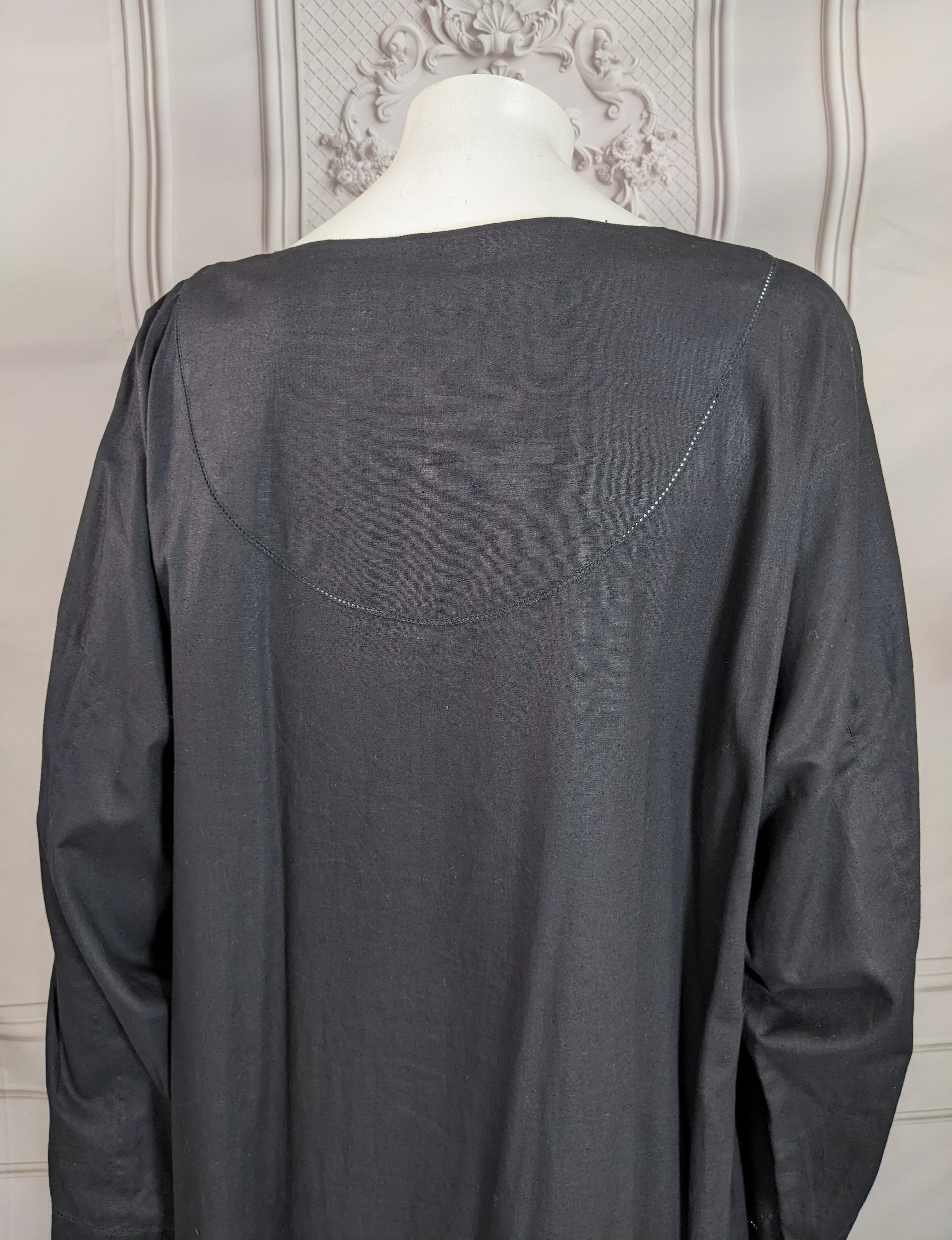 Issey Miyake Plantation, Black Linen Cotton Long Tunic Dress For Sale 5
