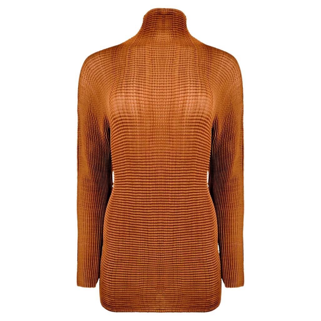 ISSEY MIYAKE Pleated Copper Turtleneck Tunic For Sale