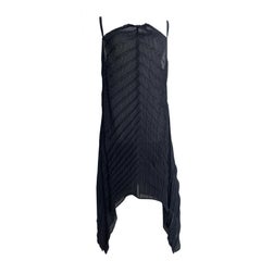 Issey Miyake Pleated Diagonal Black Top