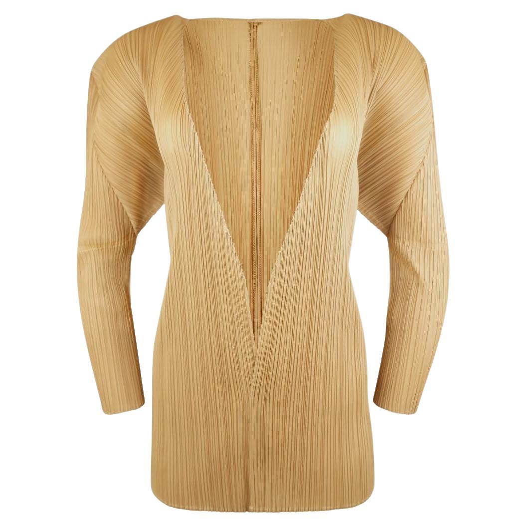 ISSEY MIYAKE Pleated Gold Cardigan For Sale