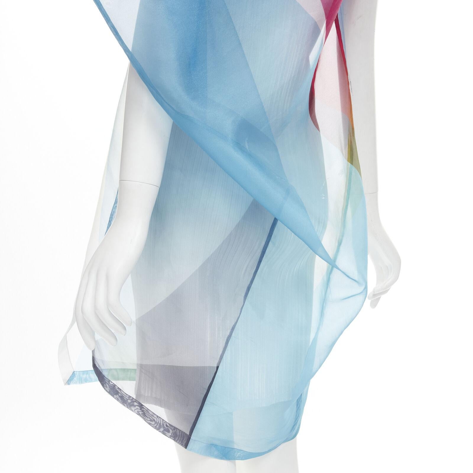 ISSEY MIYAKE pleated slip dress sheer polyester rainbow cape layered dress JP2 M 6