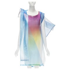 ISSEY MIYAKE pleated slip dress sheer polyester rainbow cape layered dress JP2 M