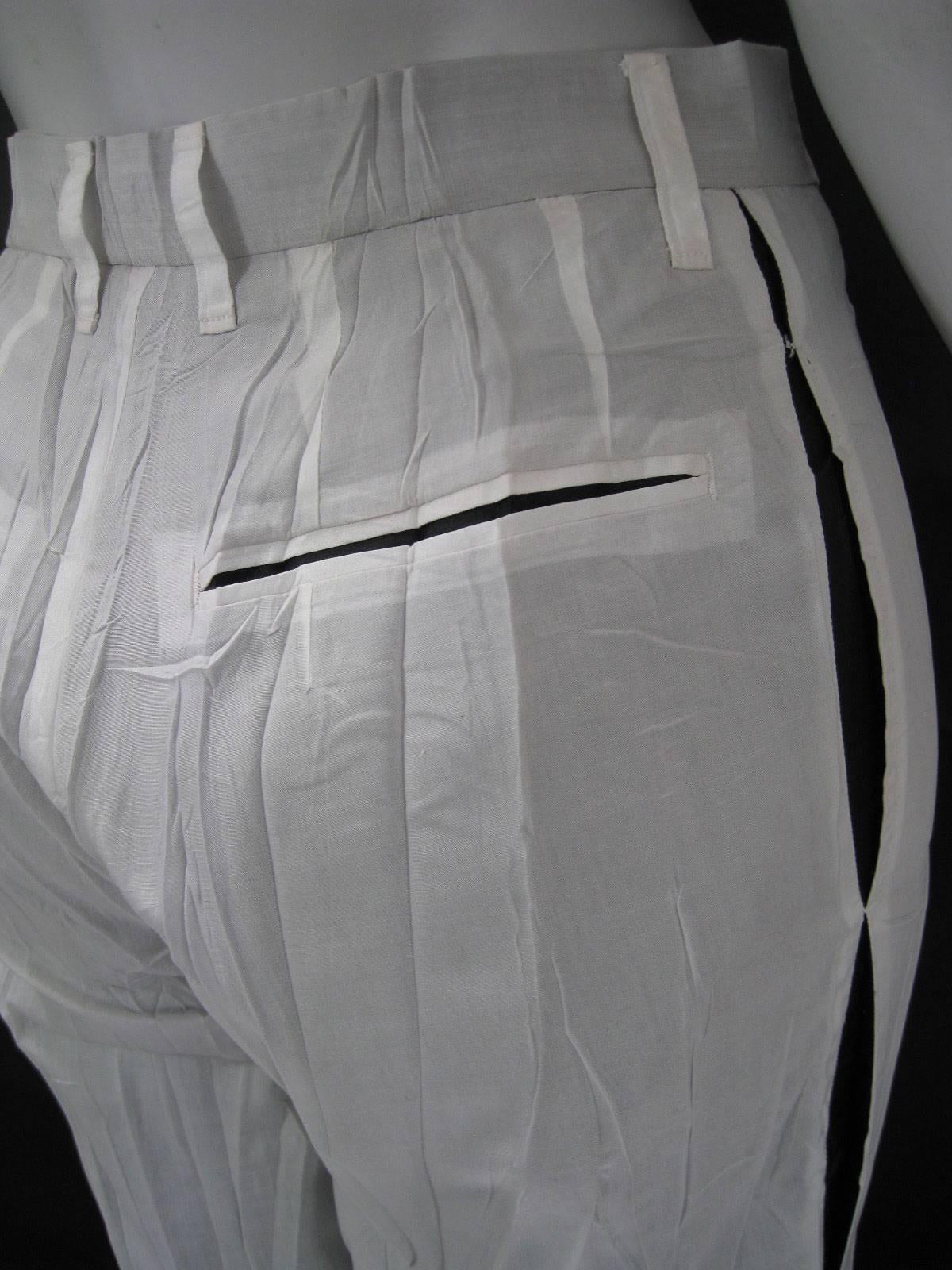 Issey Miyake Pleated Two Layer White with Black Contrast Pant Suit In Excellent Condition For Sale In Oakland, CA