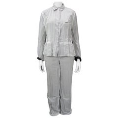 Vintage Issey Miyake Pleated Two Layer White with Black Contrast Pant Suit