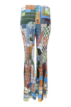 Issey Miyake Pleats Please 2001 Archival Print Flare Pants