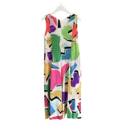 Issey Miyake Pleats Please Abstract Colour Printed Dress