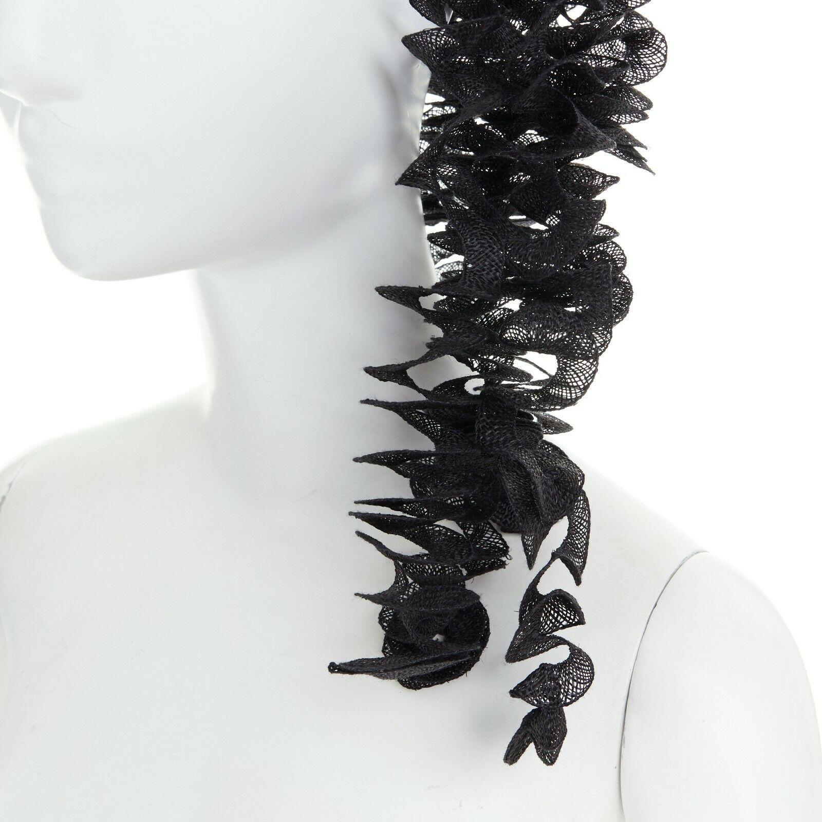 ISSEY MIYAKE PLEATS PLEASE black draped spiral strips raffia straw hat 2