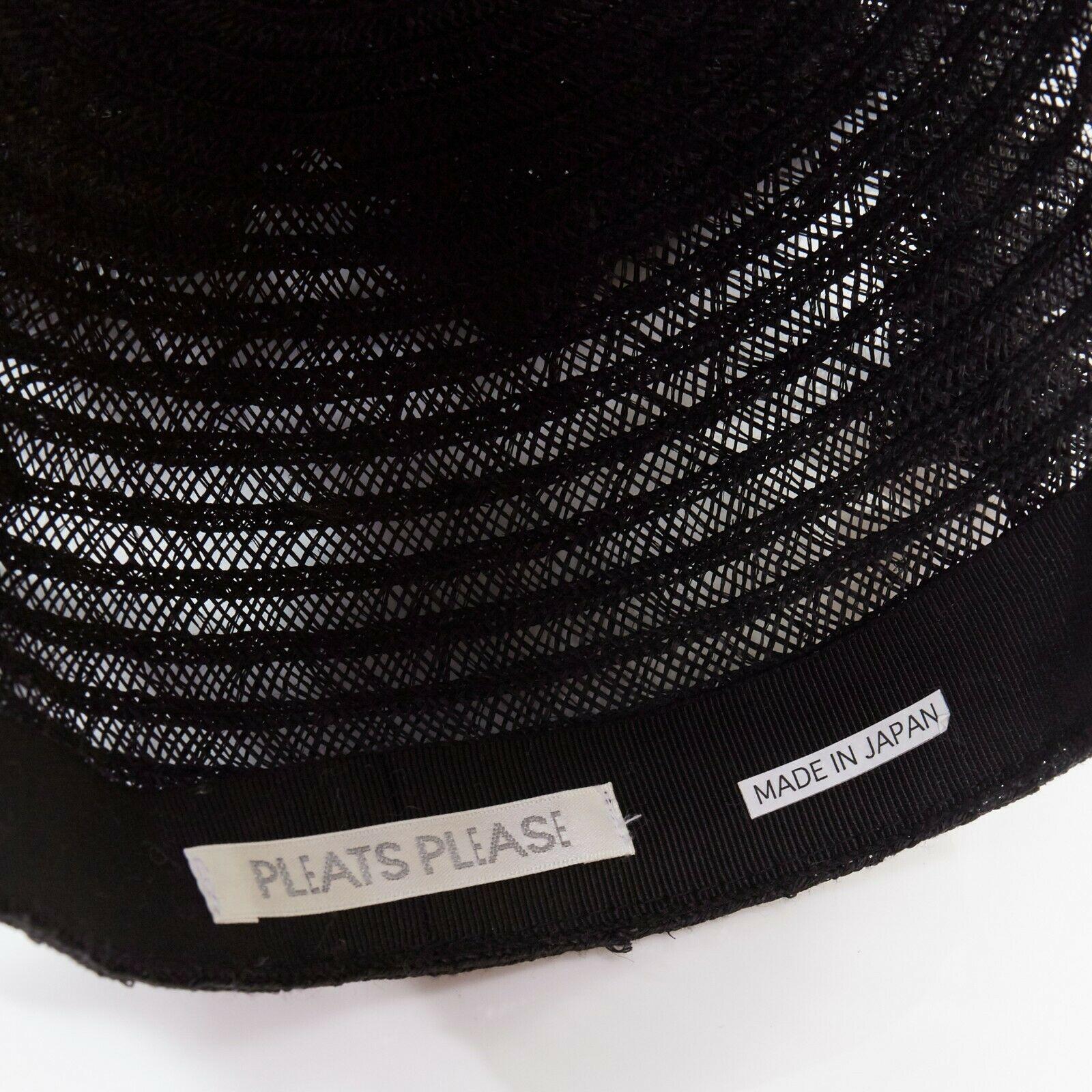 ISSEY MIYAKE PLEATS PLEASE black draped spiral strips raffia straw hat 3