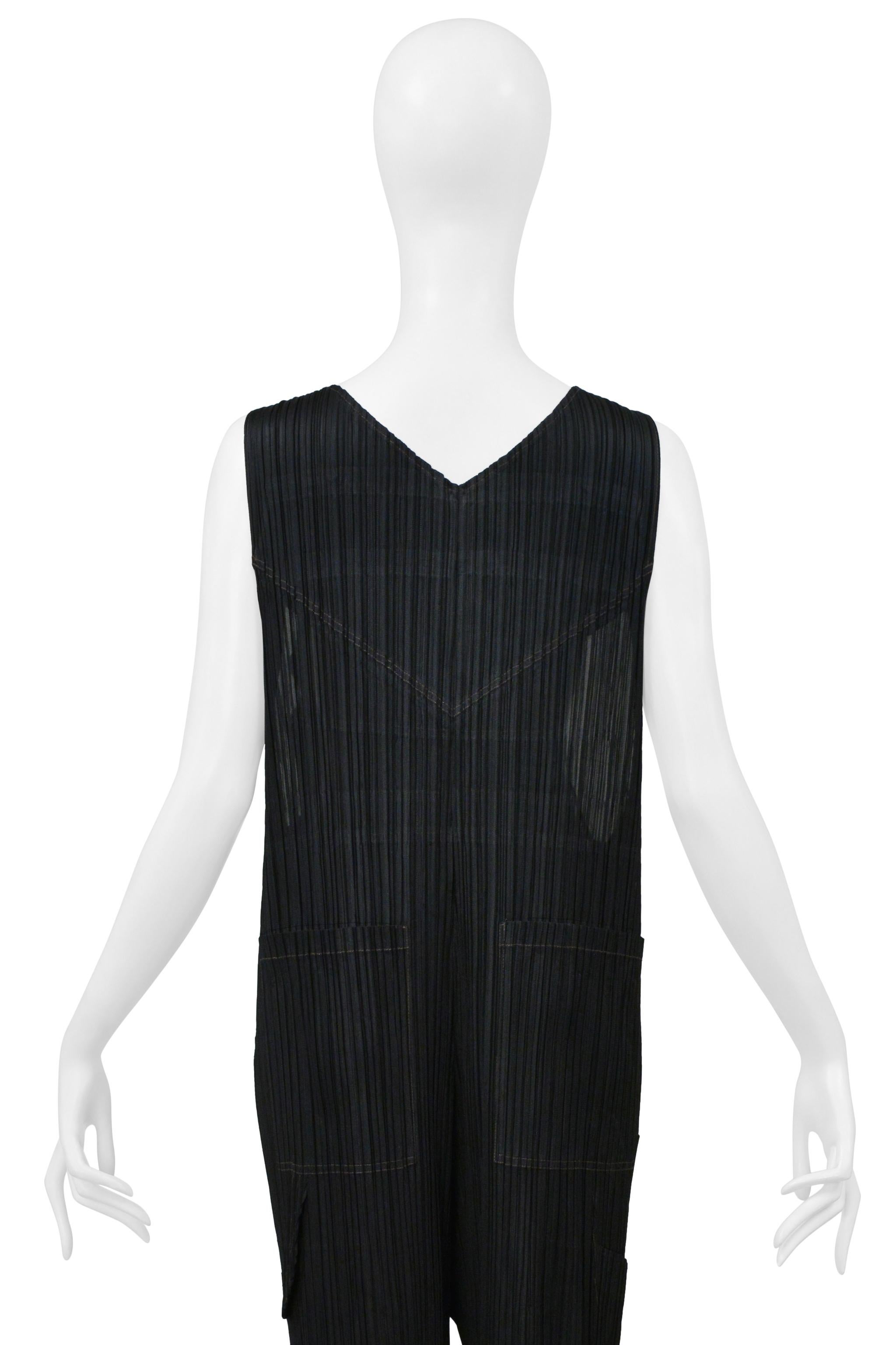Issey Miyake Pleats Please Black Pleated Overalls 2004 For Sale at