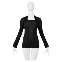 Issey Miyake Pleats Please Black Pleated Two-In-One Camisole And Jacket