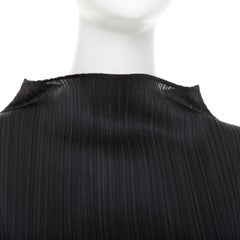 ISSEY MIYAKE Pleats Please black plisse angular mock neck top JP3 L