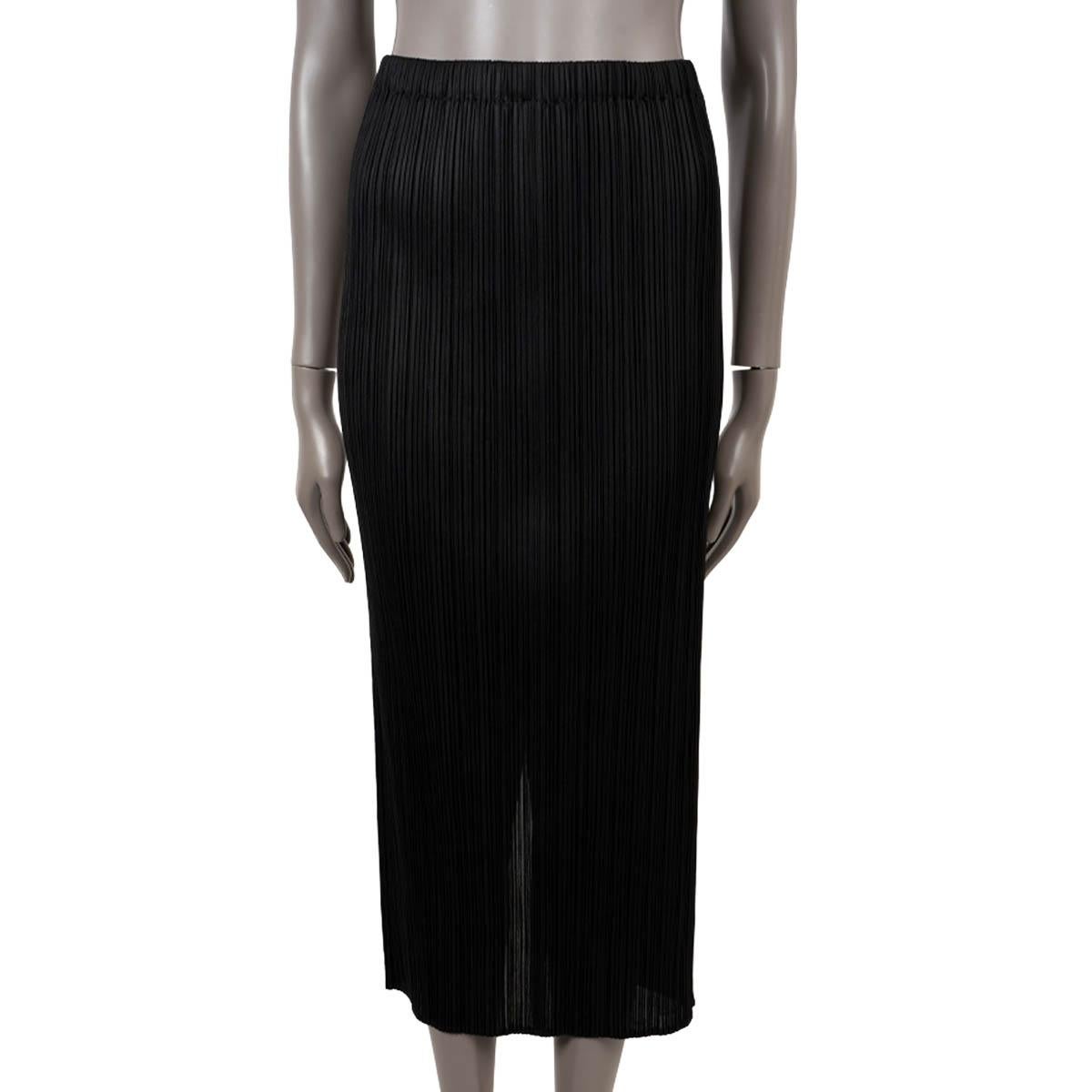 ISSEY MIYAKE PLEATS PLEASE black polyester PLEATED MIDI Skirt 2 S For Sale