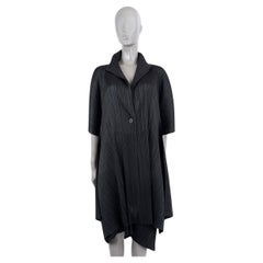 Issey Miyake PLEATS Please noir polyester SHORT SLEEVE Manteau Veste 3 M