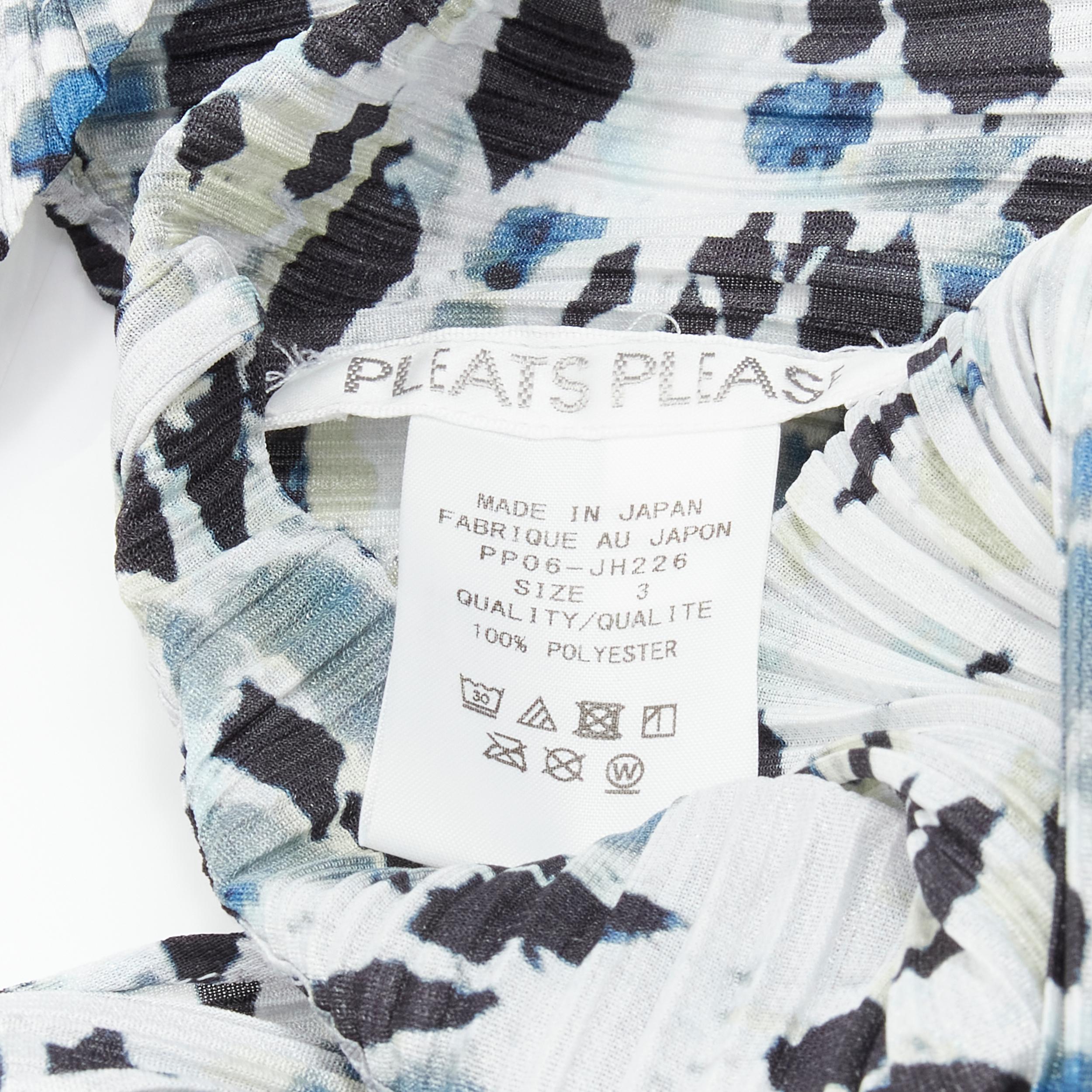 ISSEY MIYAKE PLEATS PLEASE blue grey speckle print backless plisse dress Sz.3 L 2