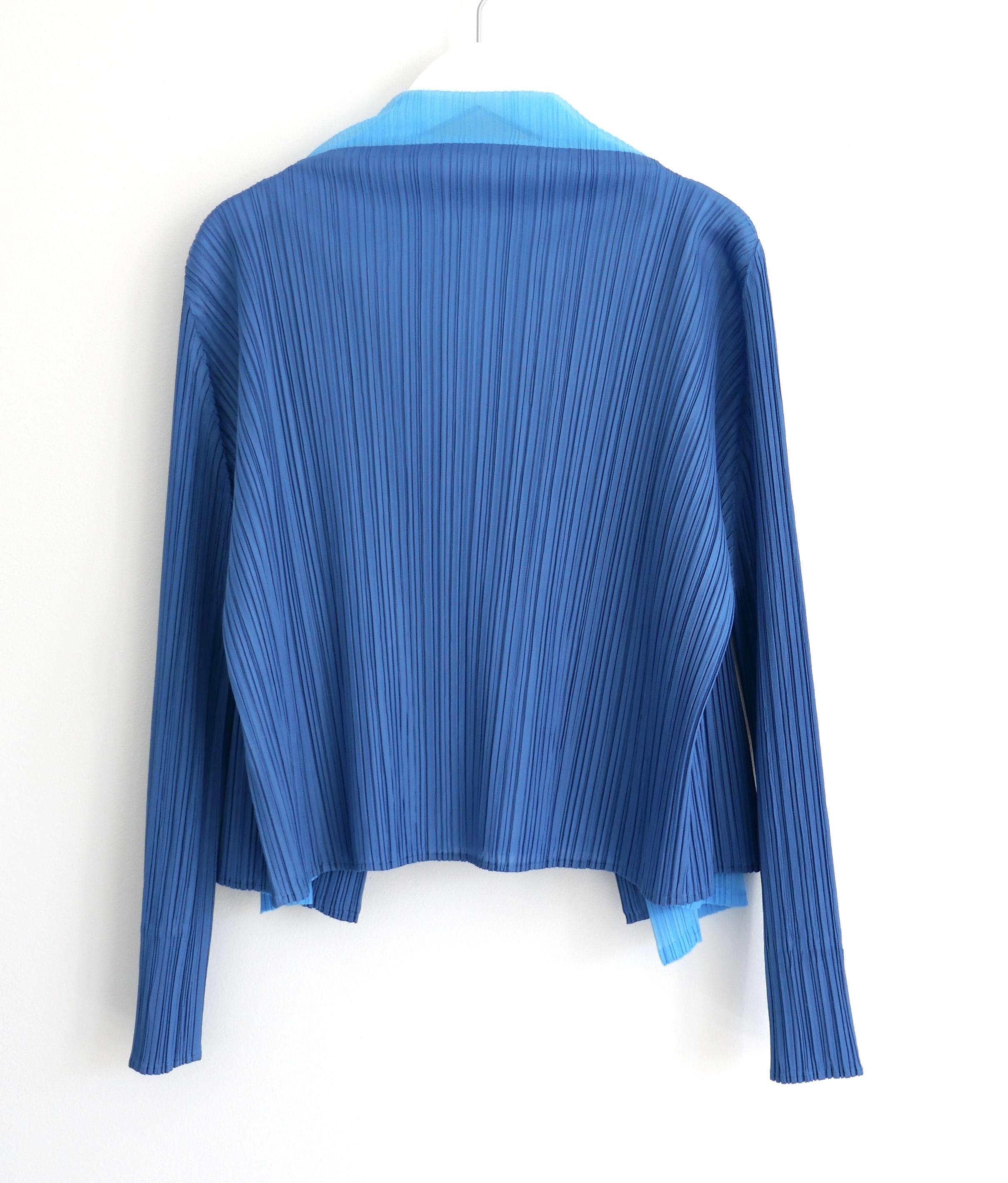 Women's Issey Miyake Pleats Please Blue Layered Jacket For Sale