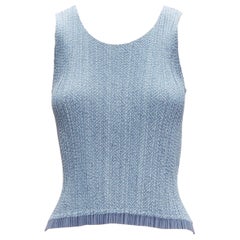 ISSEY MIYAKE PLEATS PLEASE blue maze print plisse scoop vest tank JP3 L