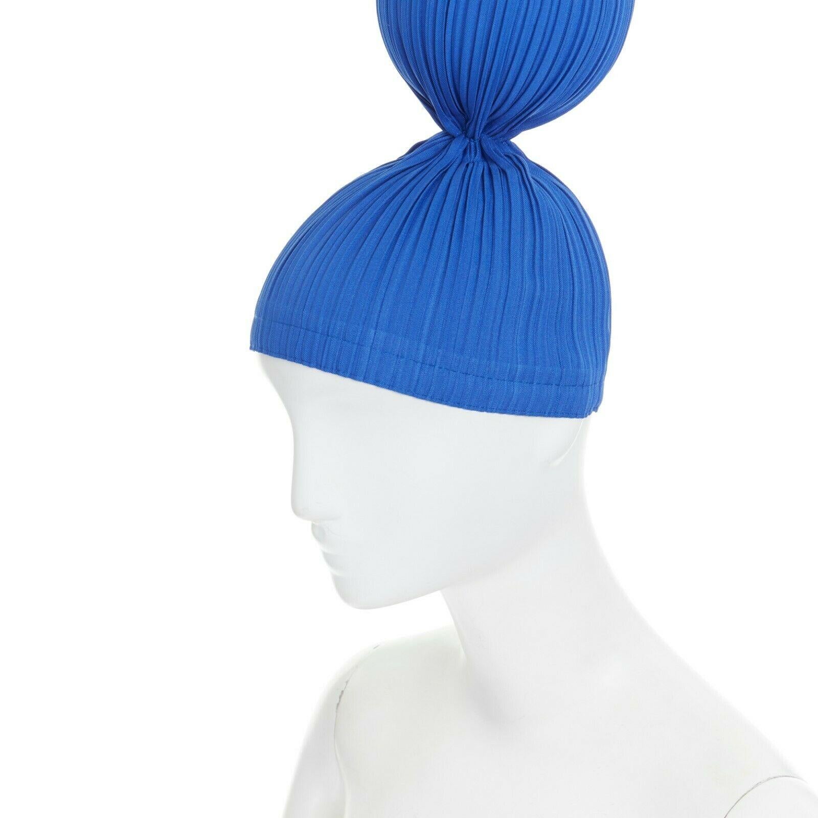 Blue ISSEY MIYAKE PLEATS PLEASE blue pleated single sphere ball bubble statement hat