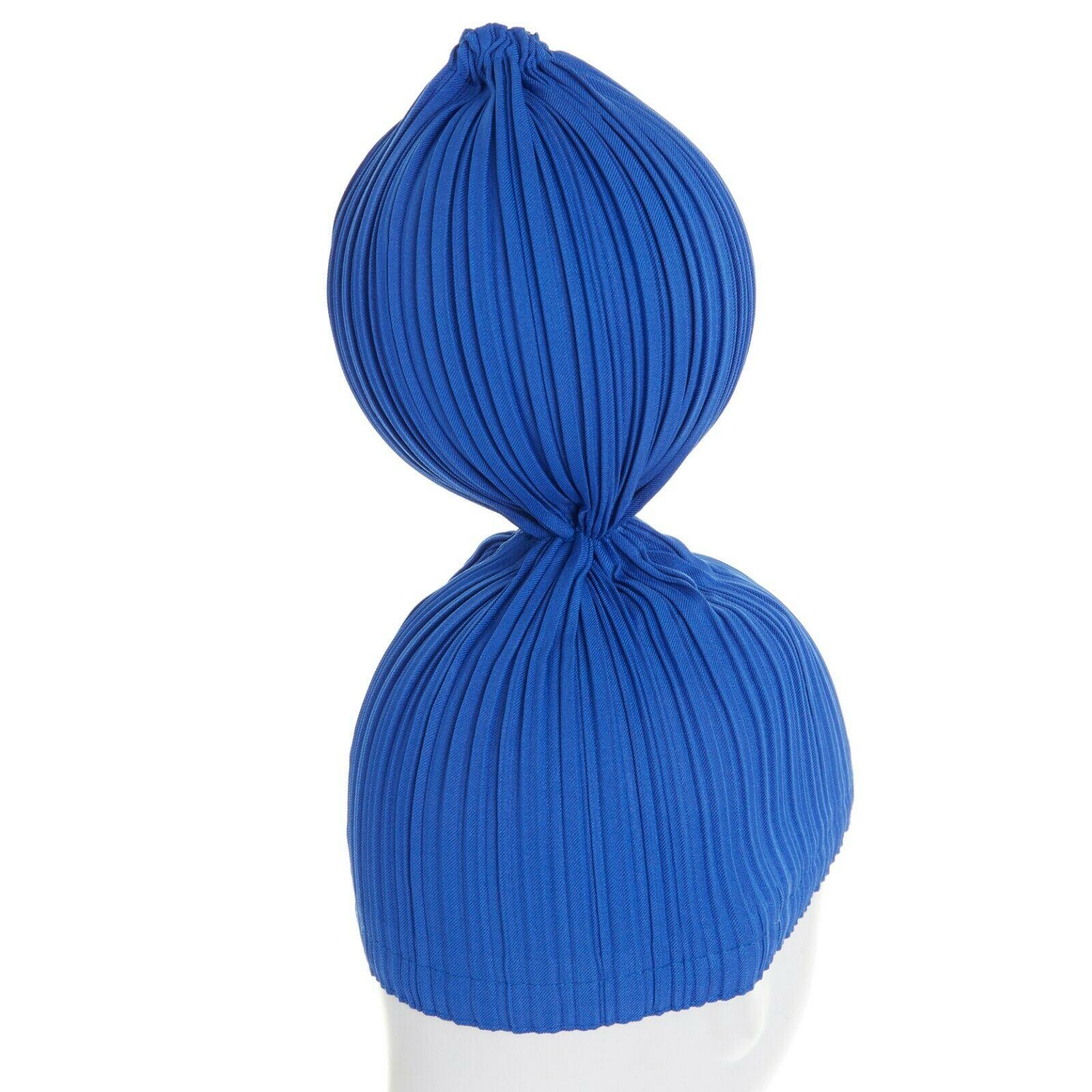 Women's ISSEY MIYAKE PLEATS PLEASE blue pleated single sphere ball bubble statement hat
