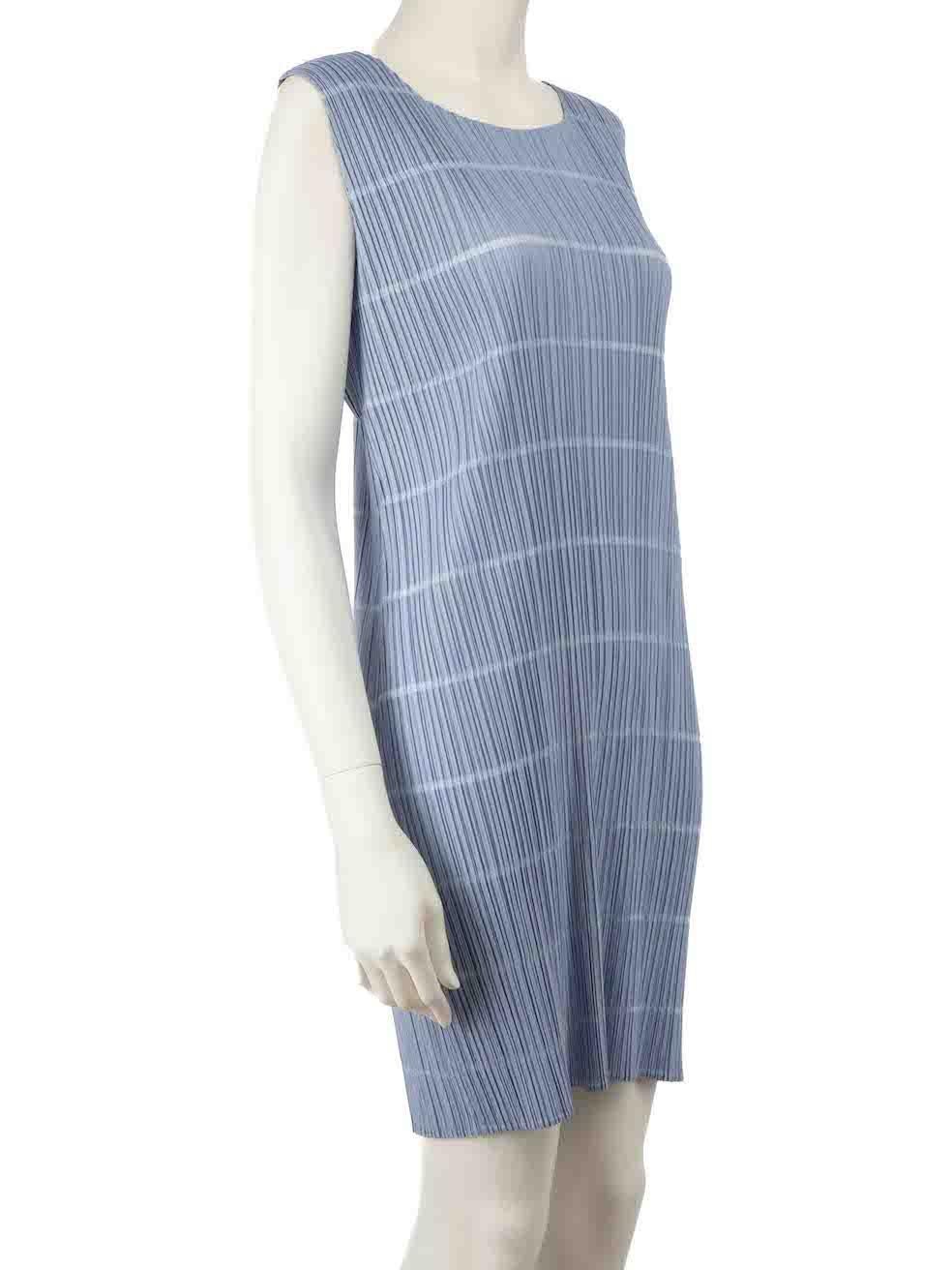 CONDITION is Very good. Minimal wear to dress is evident where a stain is seen on the front neckline on this used Issey Miyake Pleats Please designer resale item.
 
 Details
 Blue
 Polyester
 Mini dress
 Bodycon and stretchy
 Round neckline
 Plissè
