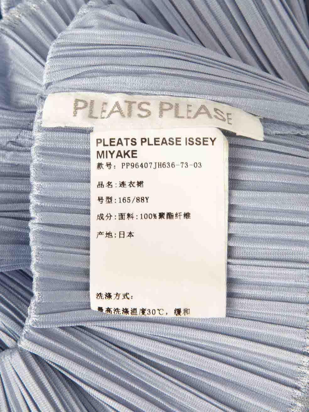 Issey Miyake Pleats Please Blue Plissé Striped Mini Dress Size M 1