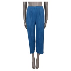 ISSEY MIYAKE PLEATS PLEASE – blaue Polyesterhose, Größe 4 L