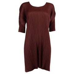 Issey Miyake Pleats Please by Issey Miyake Burgundy Pleated Dress Size M