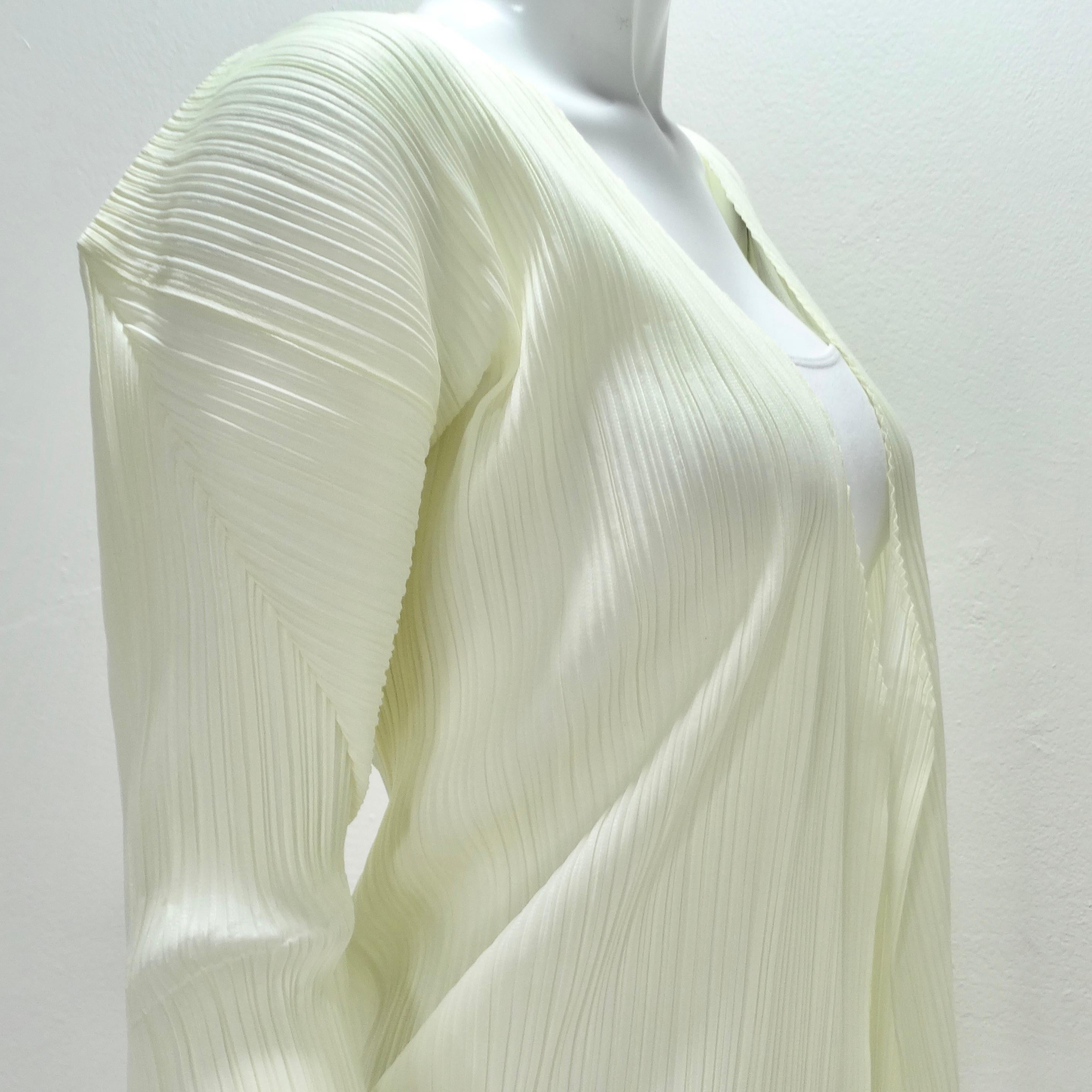Issey Miyake Pleats Please Cardigan and Shawl Set Off-White For Sale 5