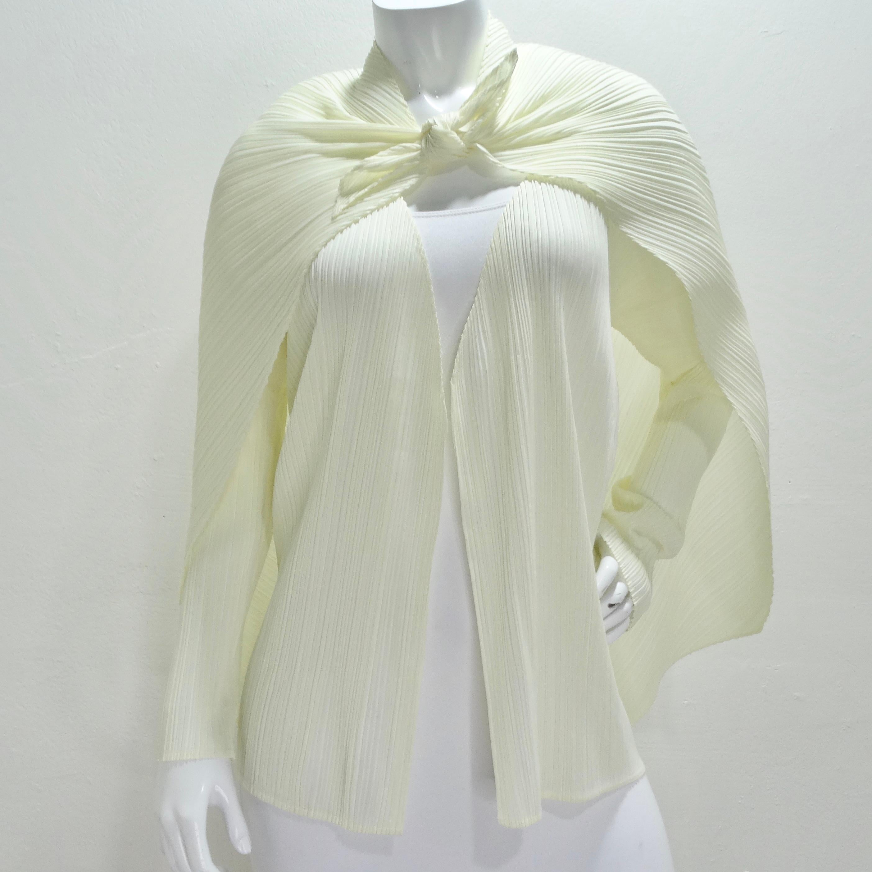 Issey Miyake Pleats Please Cardigan and Shawl Set Off-White For Sale 9