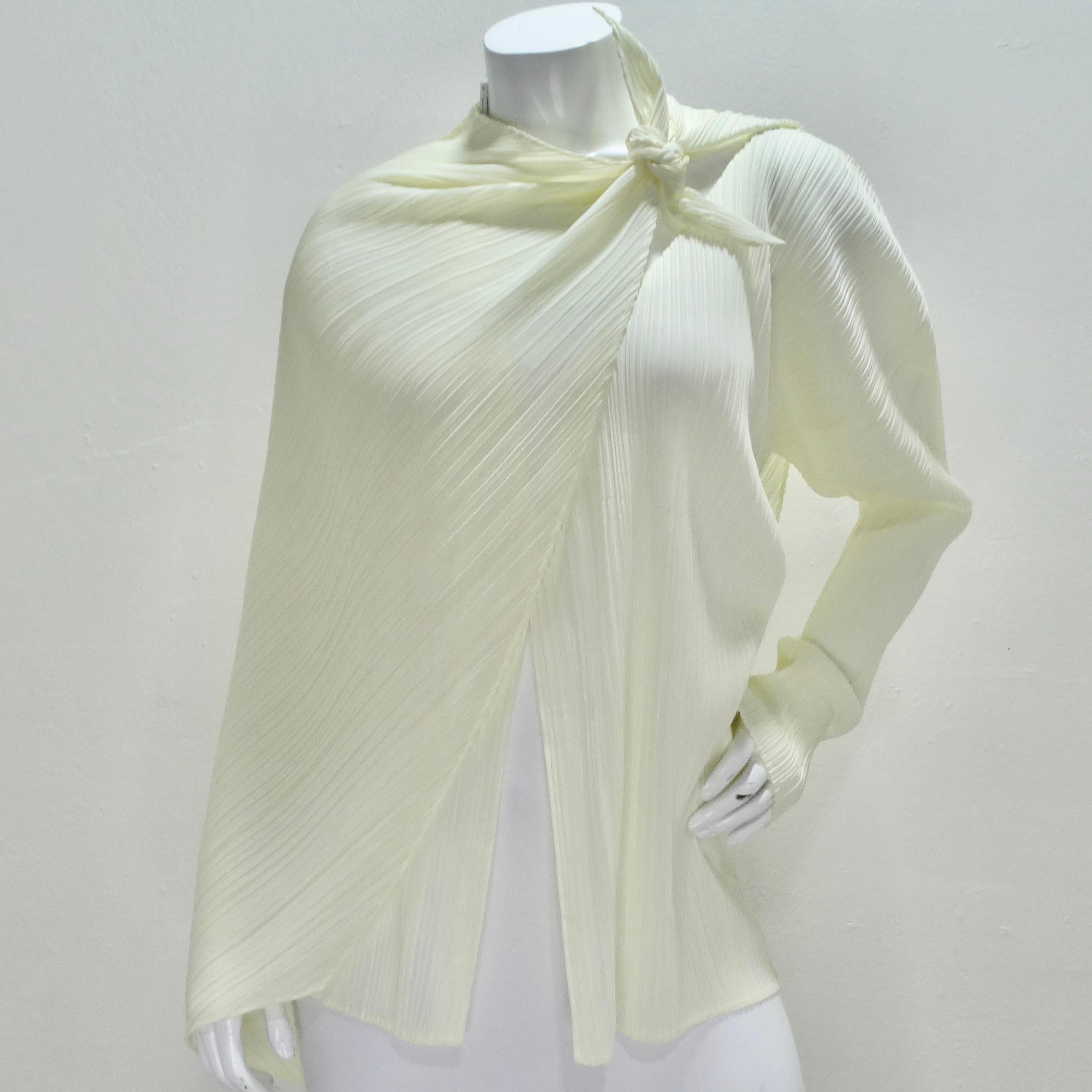 Gray Issey Miyake Pleats Please Cardigan and Shawl Set Off-White For Sale