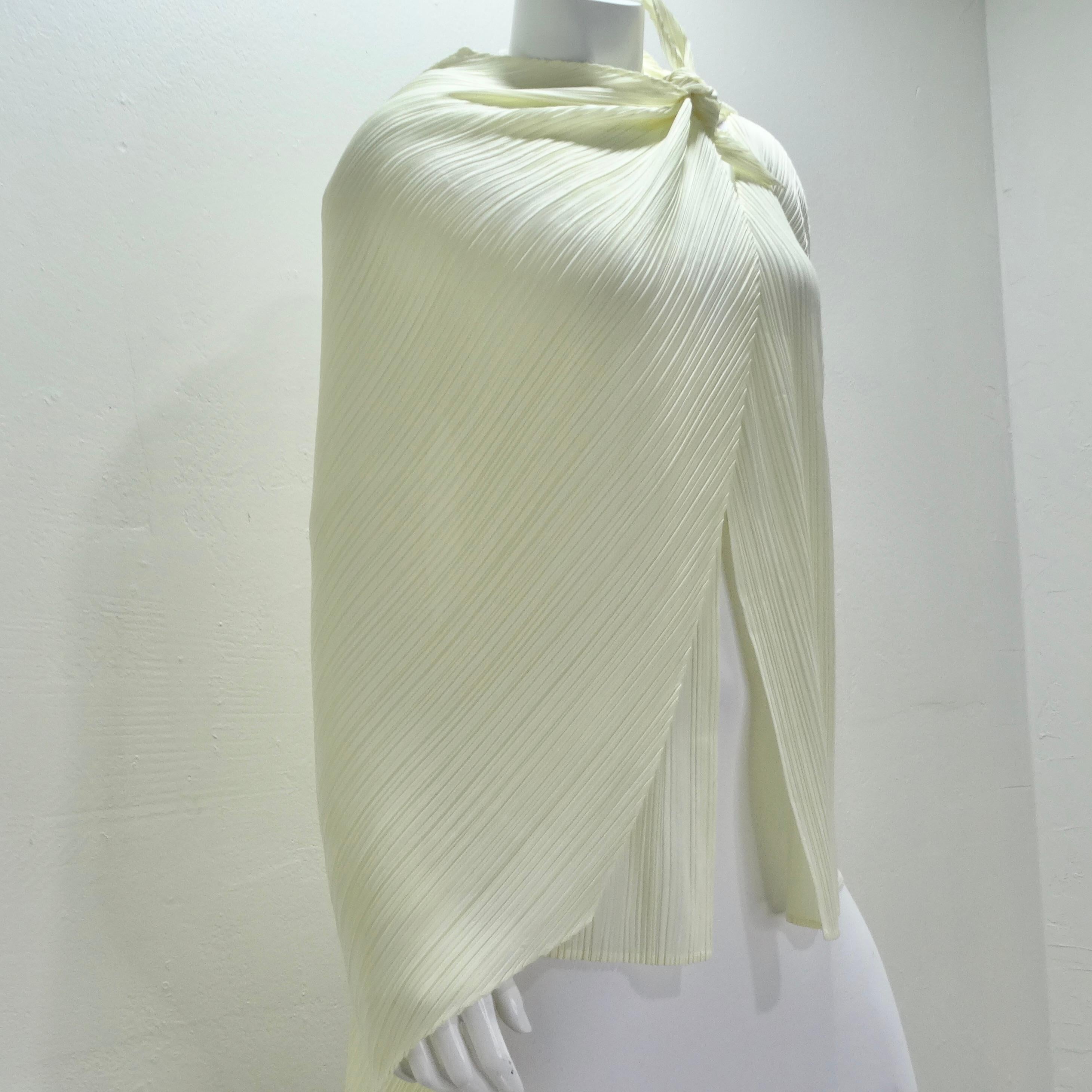 Issey Miyake Pleats Please Cardigan and Shawl Set Off-White In Excellent Condition For Sale In Scottsdale, AZ