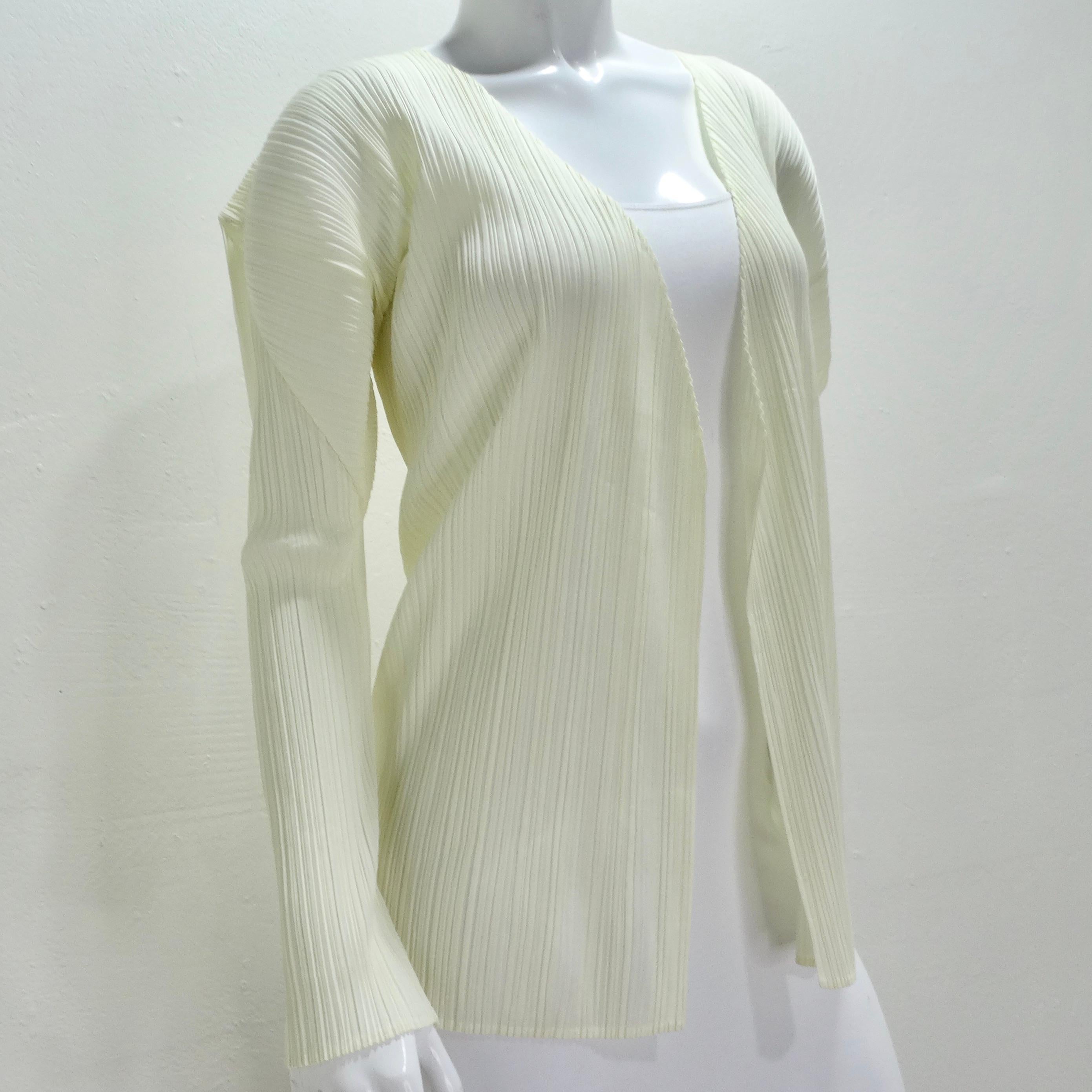 Issey Miyake Pleats Please Cardigan and Shawl Set Off-White For Sale 2