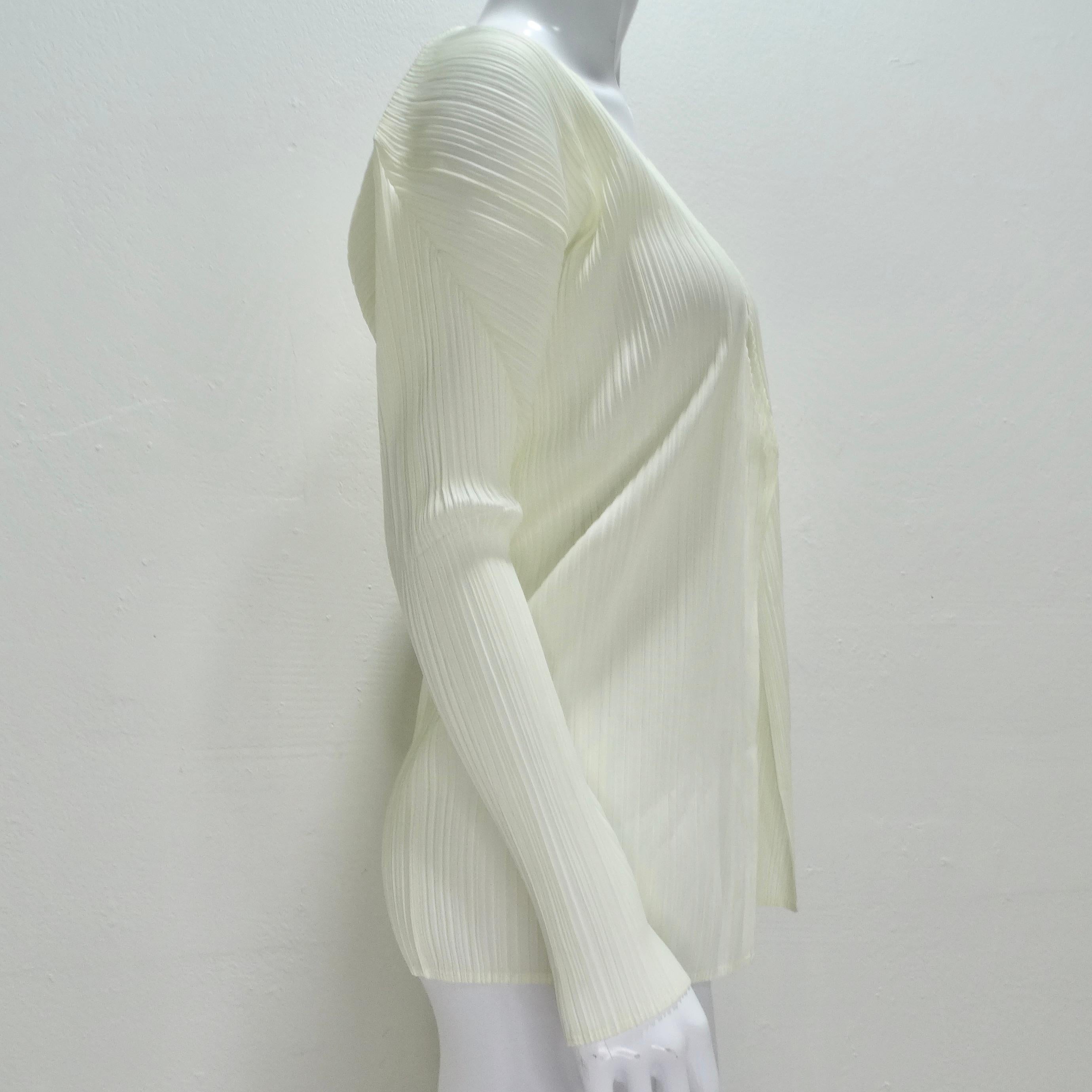 Issey Miyake Pleats Please Cardigan and Shawl Set Off-White For Sale 3