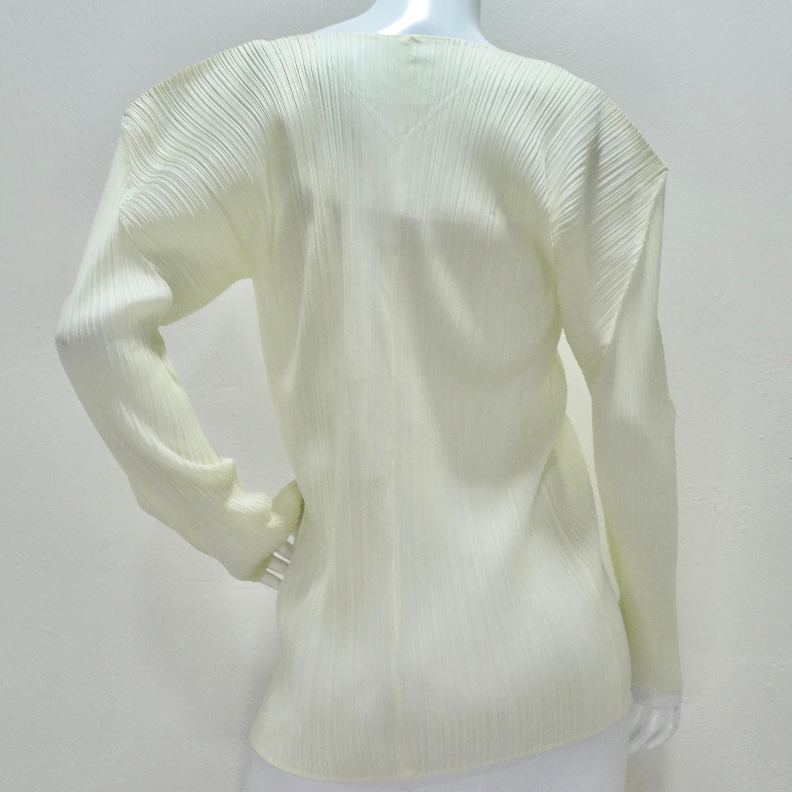 Issey Miyake Pleats Please Cardigan and Shawl Set Off-White For Sale 4