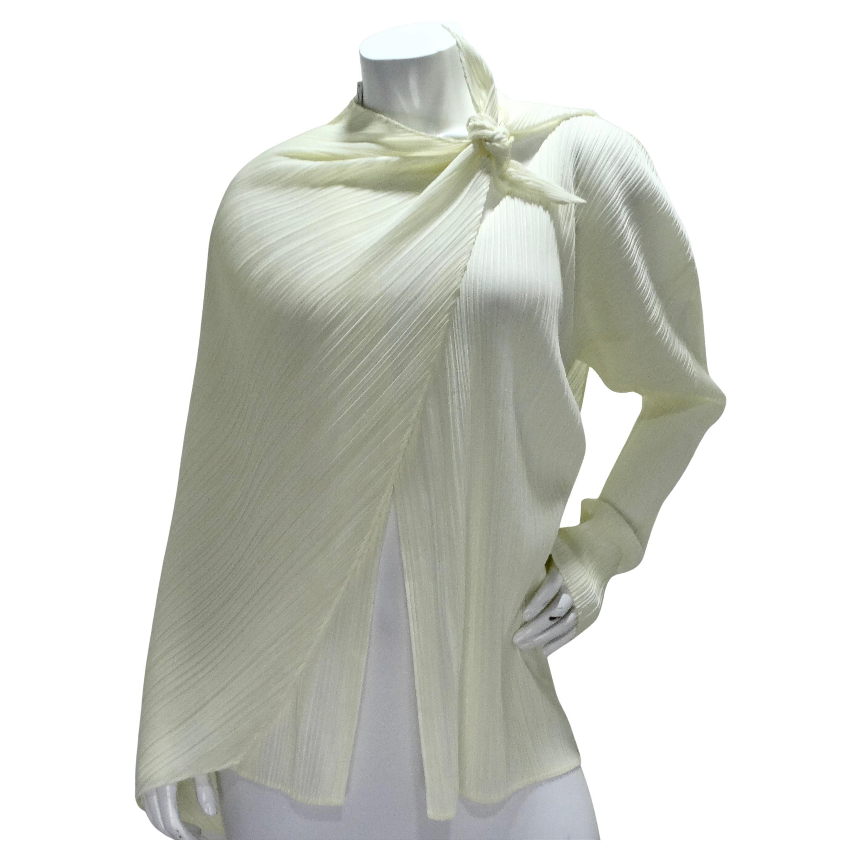Issey Miyake Pleats Please Cardigan and Shawl Set Off-White For Sale