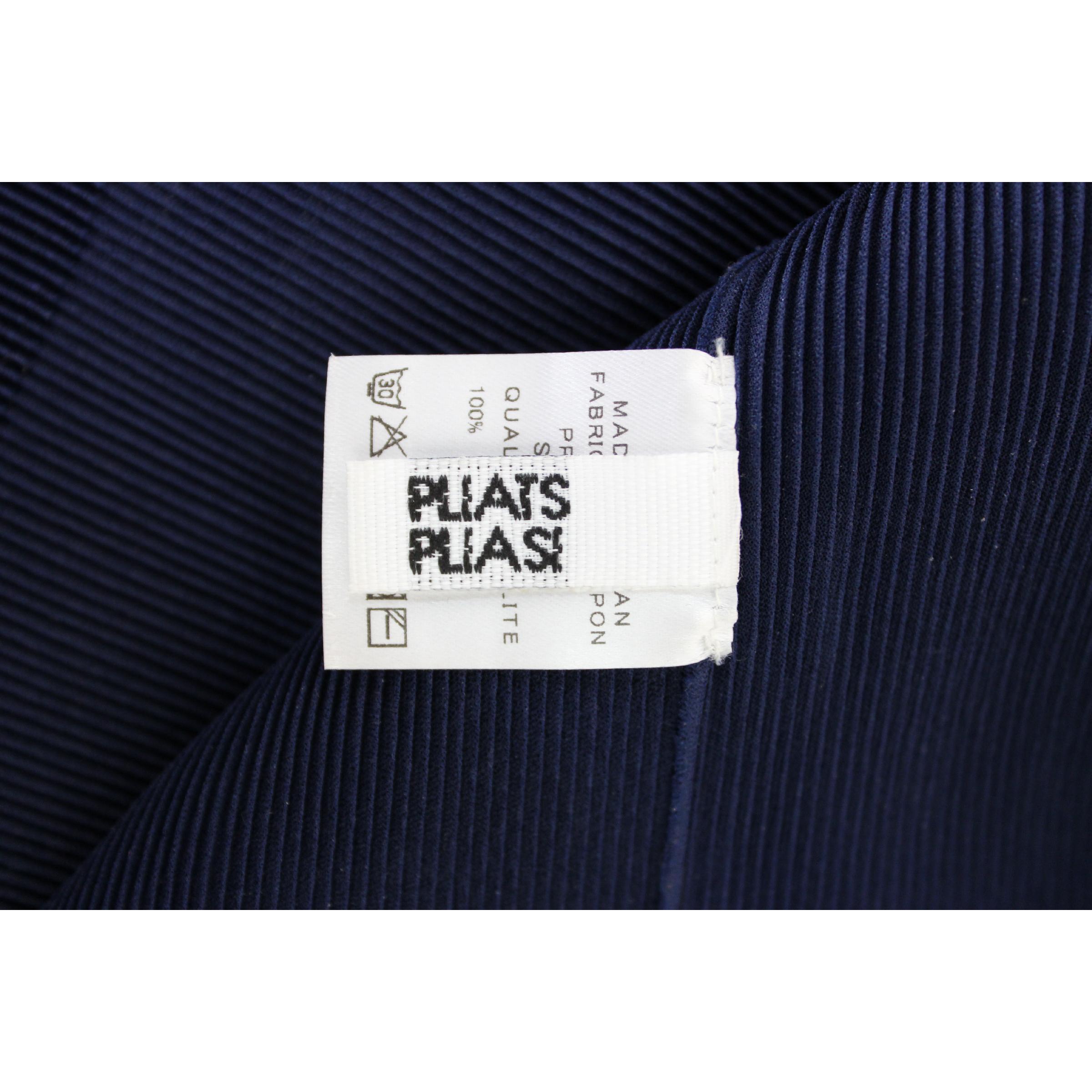 Issey Miyake Pleats Please Dark Blue Pleated Underjacket Shirt 1990s 2