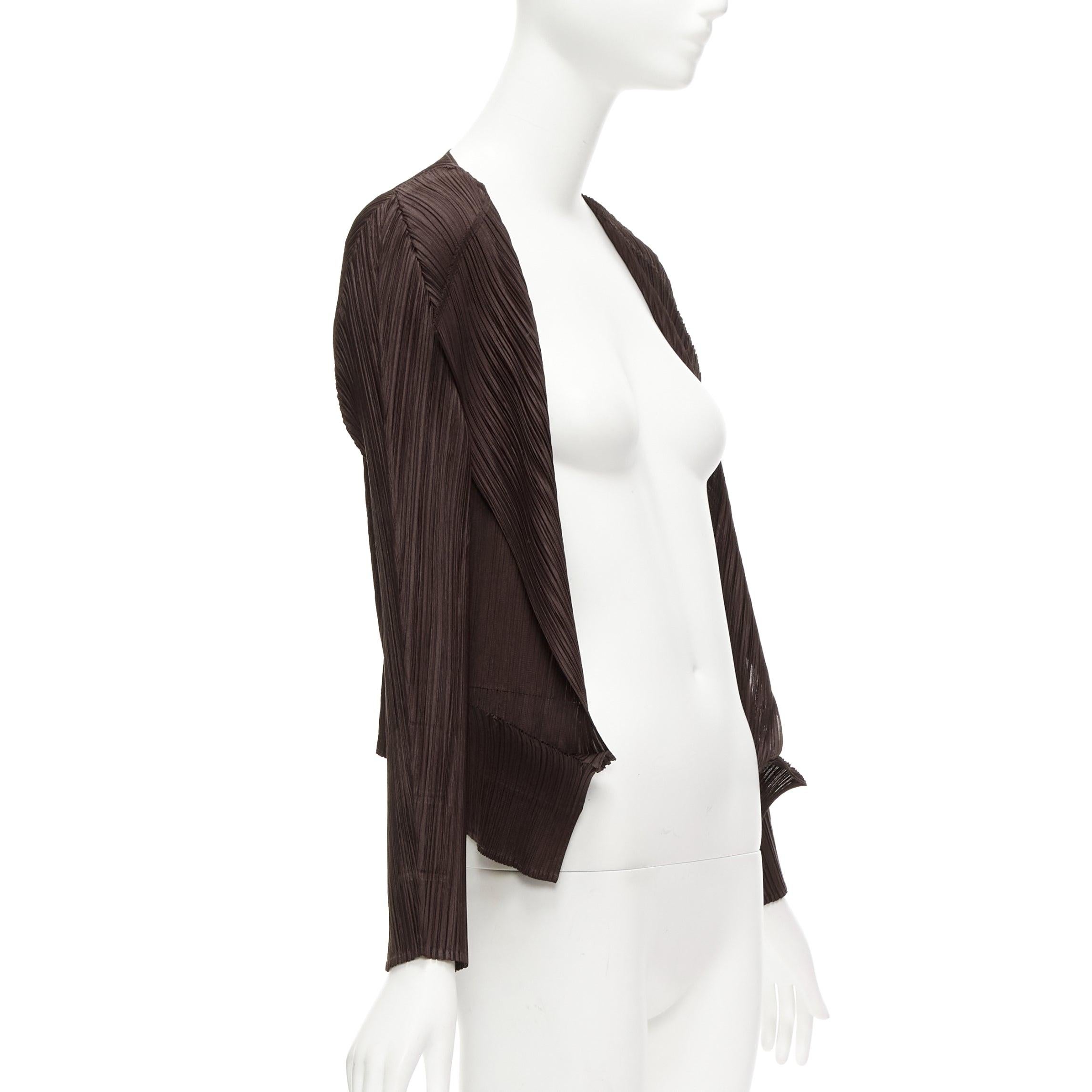 ISSEY MIYAKE Pleats Please plisse marrón oscuro corte 3D chaqueta de punto JP3 L Gris en venta