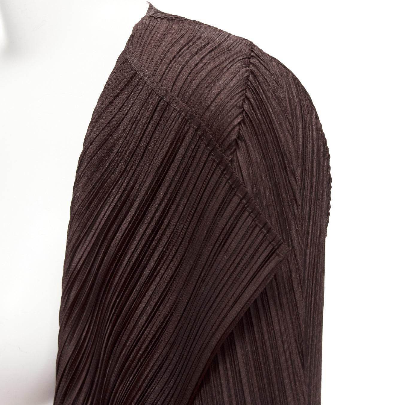 ISSEY MIYAKE Pleats Please plisse marrón oscuro corte 3D chaqueta de punto JP3 L en venta 2