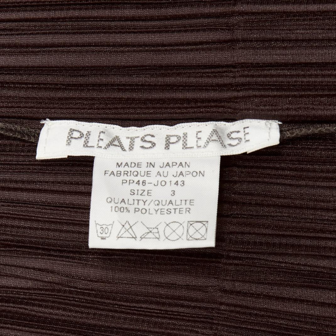 ISSEY MIYAKE Pleats Please plisse marrón oscuro corte 3D chaqueta de punto JP3 L en venta 3
