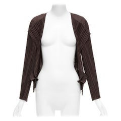 ISSEY MIYAKE Pleats Please dark brown plisse 3D cut cardigan jacket JP3 L