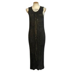 Vaqueros Pleats Please de Issey Miyake  Vestido largo estampado (poliéster, azul oscuro gris)