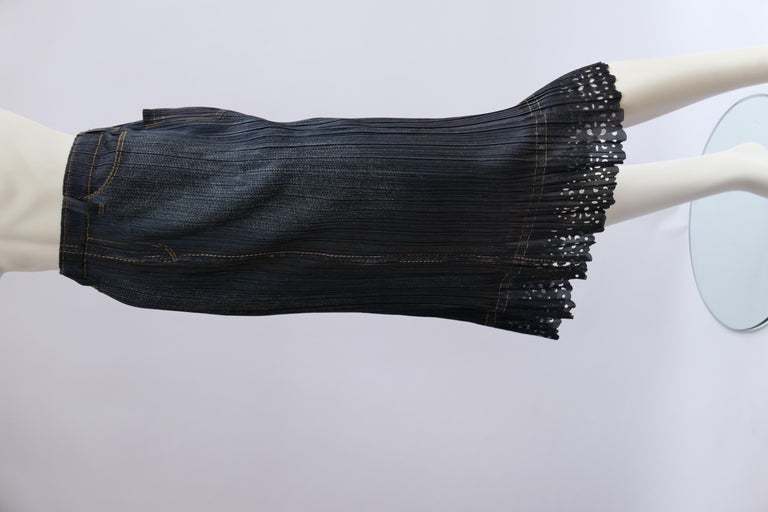 Issey Miyake Pleats Please Denim Printed Skirt at 1stDibs | pleats